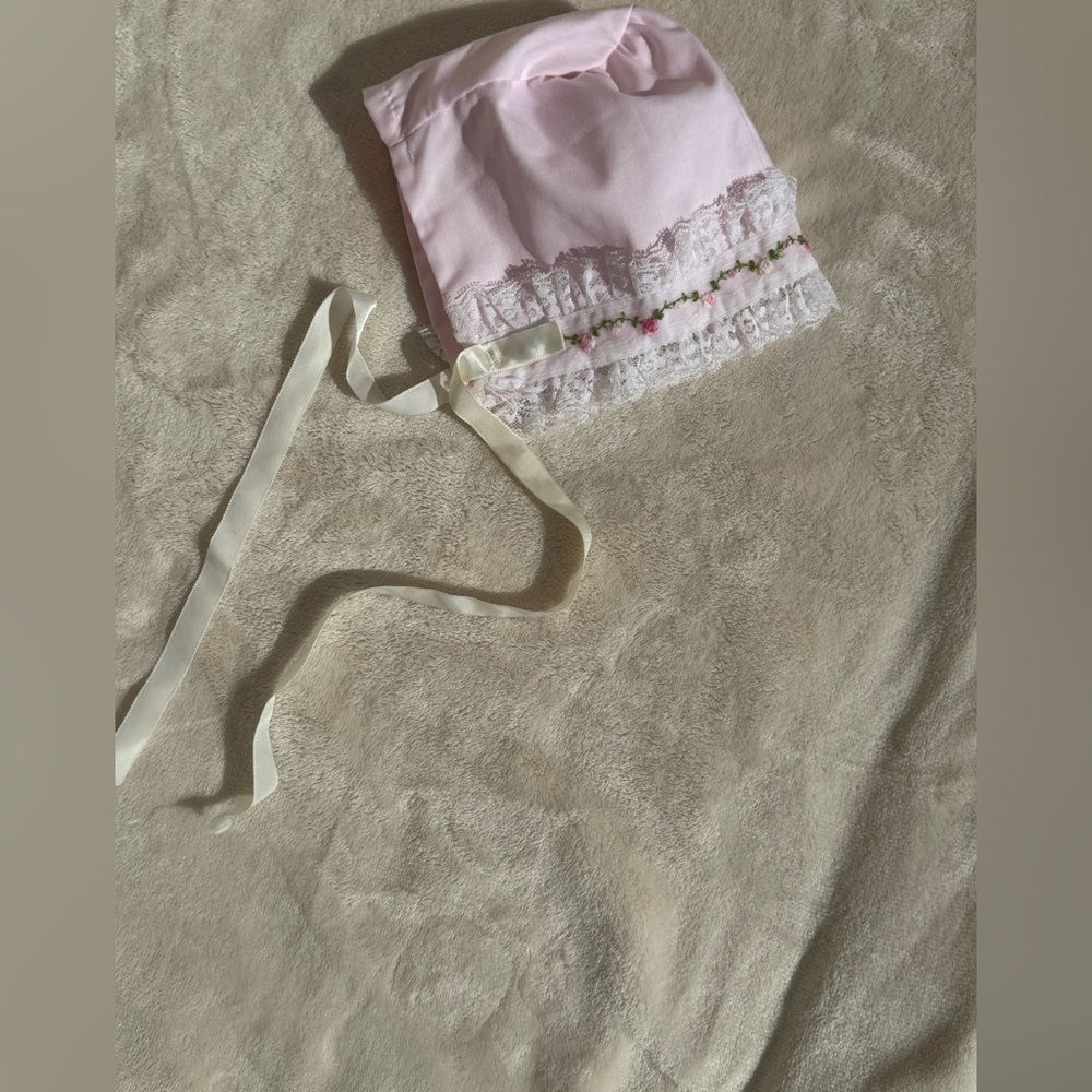 Pink Lace Baby Bonnet